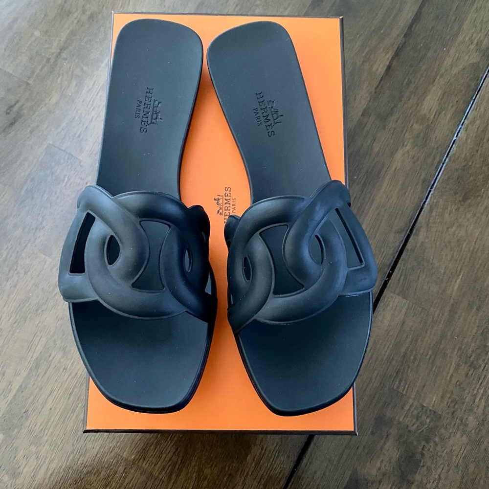 🚫SOLD🚫Hermes Aloha Sandals Black size 38 - Picture 5 of 5